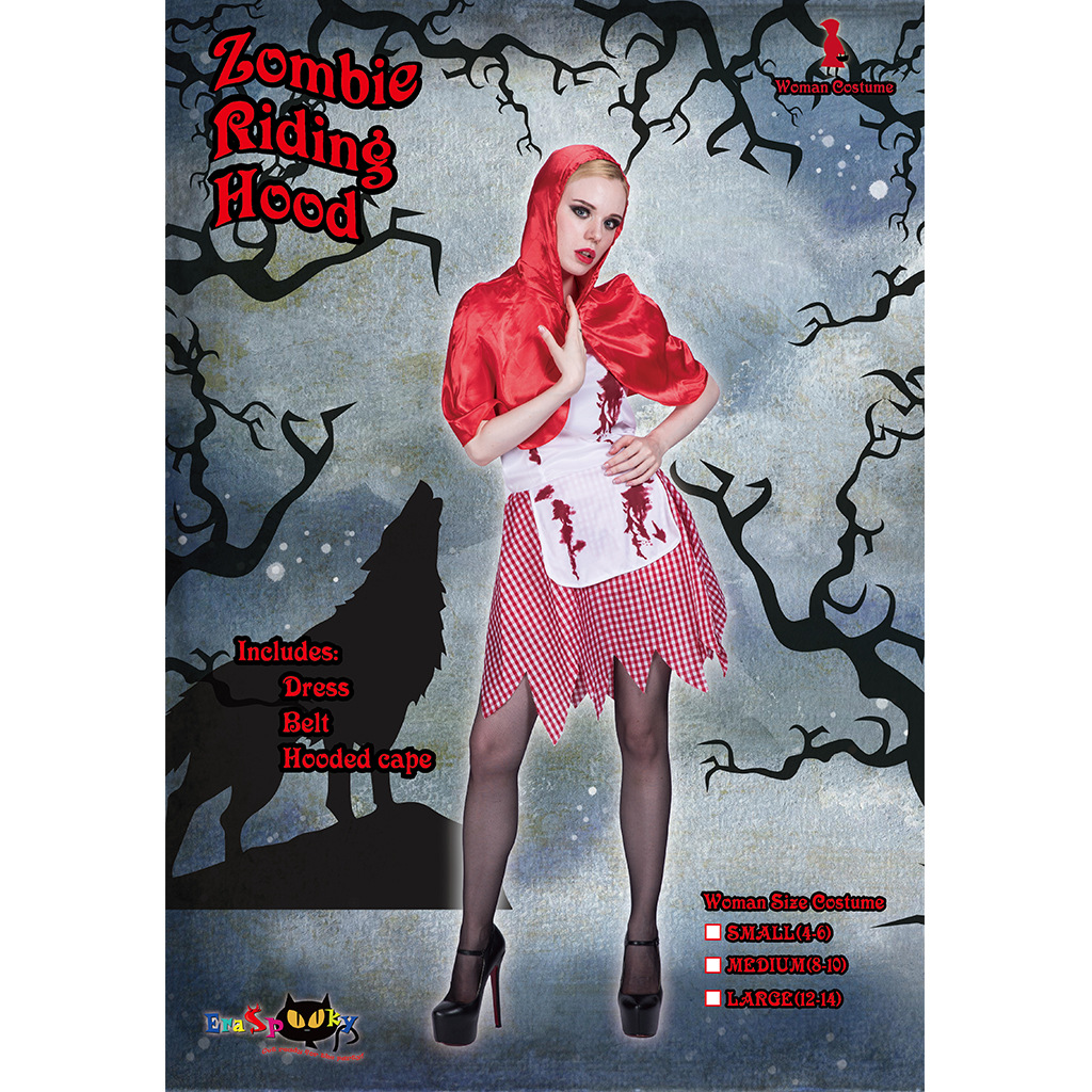 F1858 Fairytale Red Cape Riding Hoody Cosplay Women Halloween Costume
